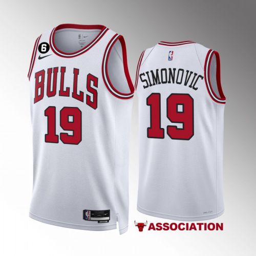 Marko Simonovic 19 Chicago Bulls White Men Jersey 2022-23 Association Edition NO.6 Patch