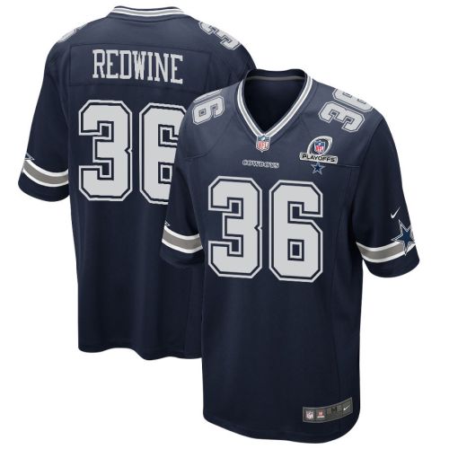 Sheldrick Redwine 36 Dallas Cowboys 2023 Playoffs Patch Game Men Jersey - Navy