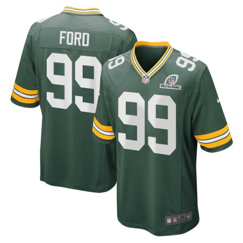 Jonathan Ford 99 Green Bay Packers 2024 Divisional Patch Game Men Jersey - Green