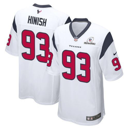 Kurt Hinish 93 Houston Texans 2024 Divisional Patch Game Men Jersey - White