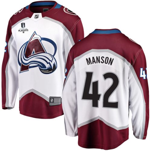 Josh Manson 42 Colorado Avalanche Stanley Cup 2023 Playoffs Patch Away Breakaway Men Jersey - White