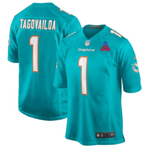 Tua Tagovailoa 1 Miami Dolphins 2024 Pro Bowl Patch Game Men Jersey - Aqua