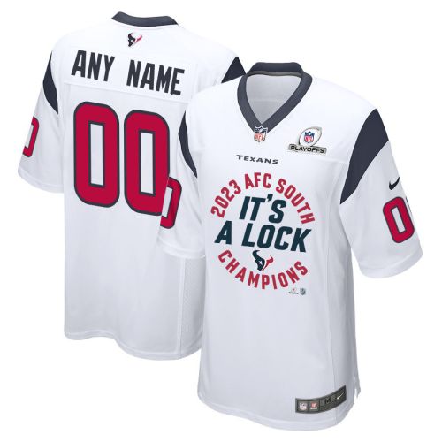 Houston Texans 2023 AFC South Division Champions Locker Room Trophy Game Men Custom Jersey - White