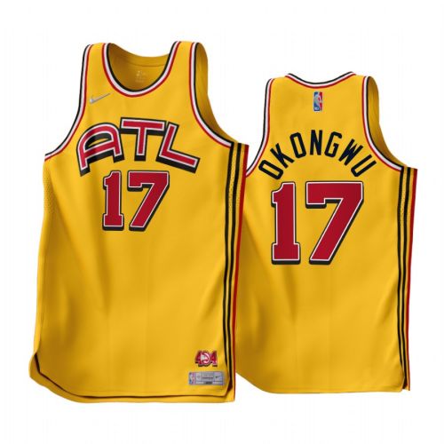 2022-23 Atlanta Hawks Onyeka Okongwu 17 Gold Earned Edition Men Jersey