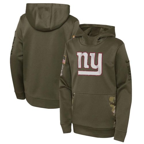 New York Giants Youth 2022 Salute To Service Performance Pullover Hoodie - Olive