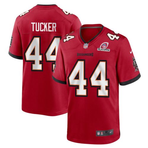 Sean Tucker 44 Tampa Bay Buccaneers 2023 Playoffs Patch Game Men Jersey - Red