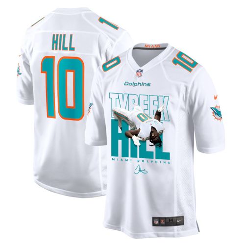 Tyreek Hill 10 Signed Miami Dolphins Cheetah Game Men Jersey - White V2