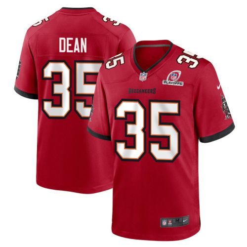 Jamel Dean 35 Tampa Bay Buccaneers 2023 Playoffs Patch Game Men Jersey - Red