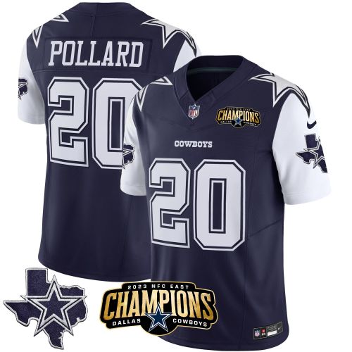 Tony Pollard 20 Dallas Cowboys 2023 NFC East Champions Patch Game Men Jersey - Navy