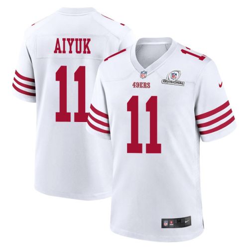 Brandon Aiyuk 11 San Francisco 49ers 2024 Divisional Patch Game Men Jersey - White