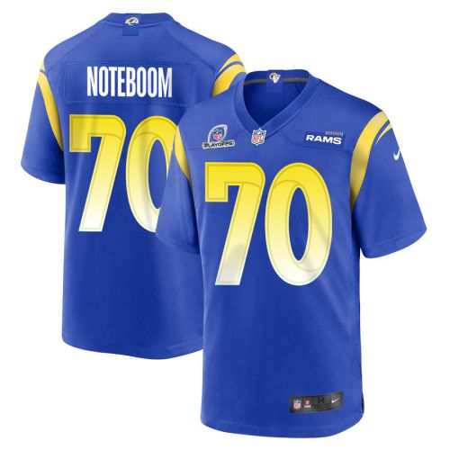 Joe Noteboom 70 Los Angeles Rams 2023 Playoffs Patch Game Men Jersey - Royal