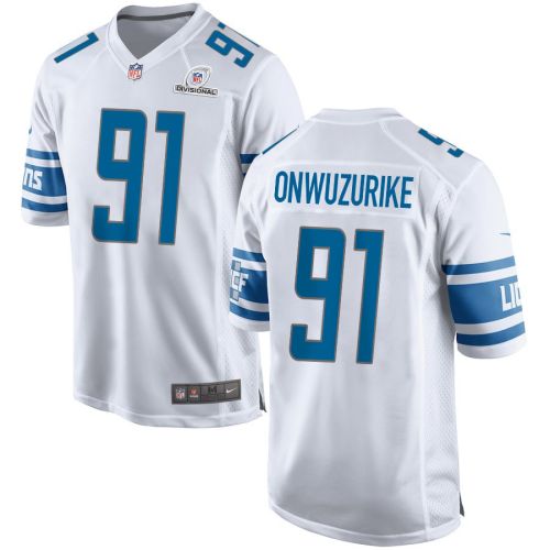 Levi Onwuzurike 91 Detroit Lions 2024 Divisional Patch Game Men Jersey - White