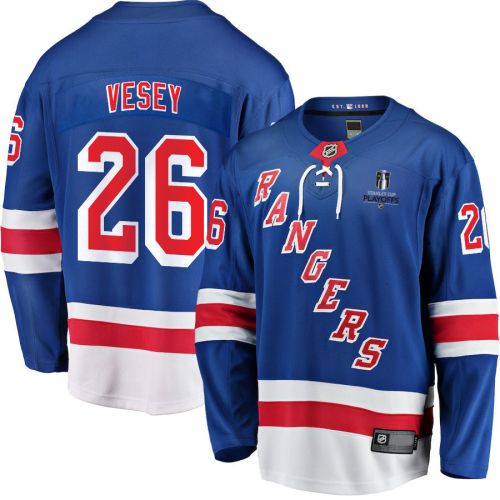 Jimmy Vesey 26 New York Rangers Stanley Cup 2023 Playoffs Patch Home Breakaway Men Jersey - Blue