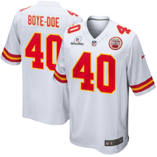 Ekow Boye-Doe 40 Kansas City Chiefs 2024 Divisional Patch Game Men Jersey - White