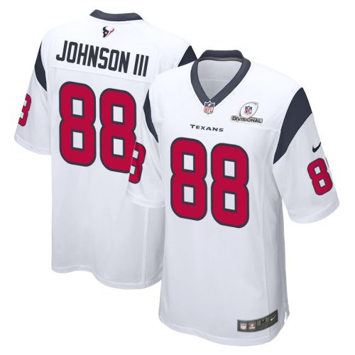 Johnny Johnson III 88 Houston Texans 2024 Divisional Patch Game Men Jersey - White