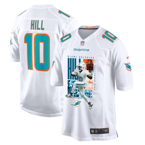 Tyreek Hill 10 Miami Dolphins The Cheetah Game Men Jersey - White