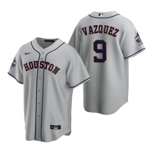 Men's Houston Astros Christian Vazquez 9 Gray 2022-23 World Series Jersey