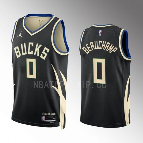 Milwaukee Bucks MarJon Beauchamp 0 2022-23 Statement Edition Black Jersey Fear the Deer