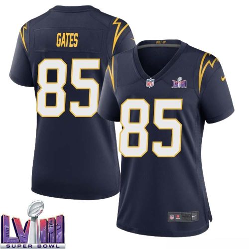 Antonio Gates 85 Los Angeles Chargers Super Bowl LVIII Women Alternate Game Jersey - Navy