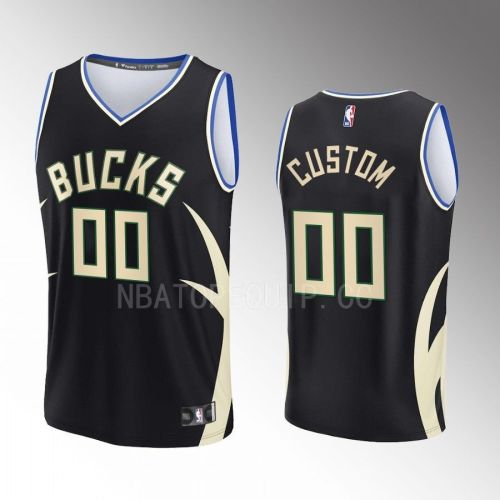 Milwaukee Bucks 00 Custom Statement Edition Men Jersey 2022-23 Fast Break Black