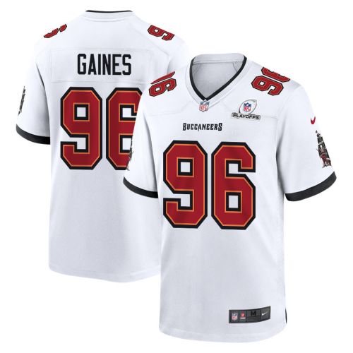 Greg Gaines 96 Tampa Bay Buccaneers 2023 Playoffs Patch Game Men Jersey - White