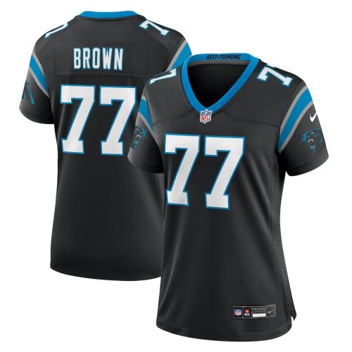 Deonte Brown 77 Carolina Panthers Women's Team Game Jersey - Black