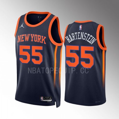 New York Knicks Isaiah Hartenstein 55 2022-23 Statement Edition Navy Men Jersey Swingman