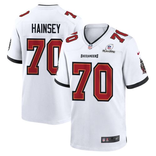 Robert Hainsey 70 Tampa Bay Buccaneers 2023 Playoffs Patch Game Men Jersey - White