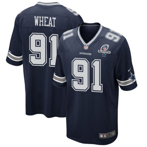 Tyrus Wheat 91 Dallas Cowboys 2023 Playoffs Patch Game Men Jersey - Navy