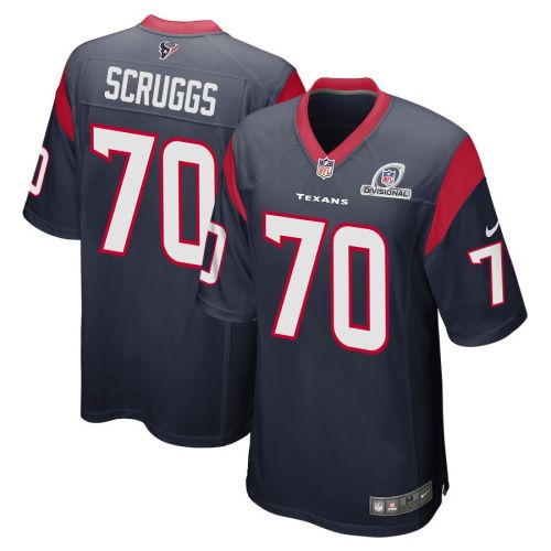 Juice Scruggs 70 Houston Texans 2024 Divisional Patch Game Men Jersey - Navy