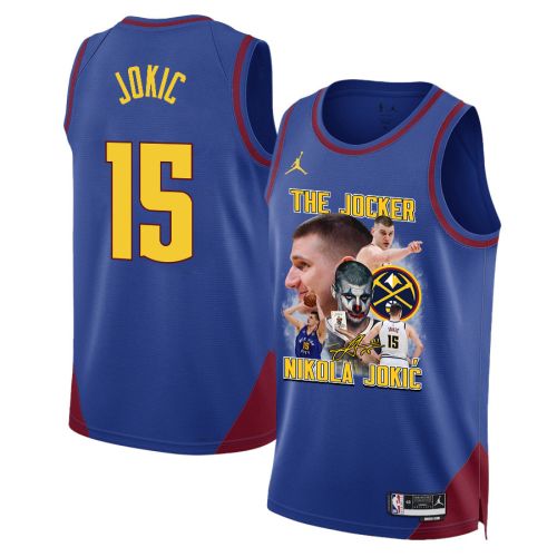 Nikola Jokic 15 Denver Nuggets Joker's Magic 2023 NBA Champions Swingman Jersey - Blue