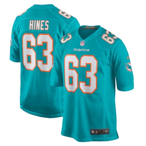 Chasen Hines 63 Miami Dolphins Men Team Game Jersey - Aqua