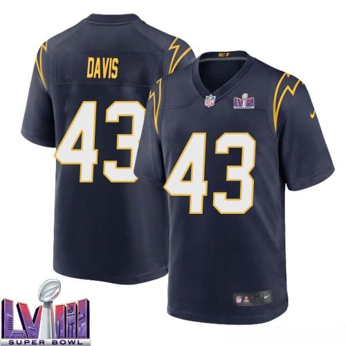 Michael Davis 43 Los Angeles Chargers Super Bowl LVIII Men Alternate Game Jersey - Navy