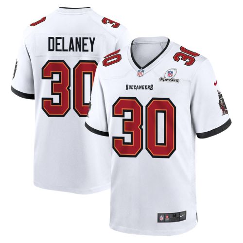 Dee Delaney 30 Tampa Bay Buccaneers 2023 Playoffs Patch Game Men Jersey - White