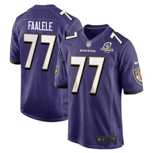 Daniel Faalele 77 Baltimore Ravens 2023 Playoffs Patch Game Men Jersey - Purple