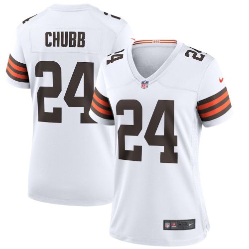 Nick Chubb 24 Cleveland Browns Women Game Jersey - White