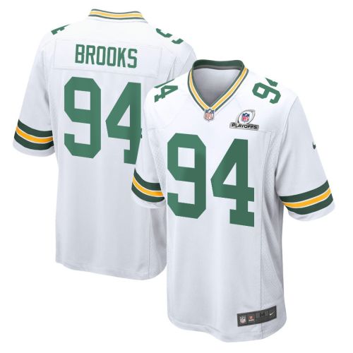 Karl Brooks 94 Green Bay Packers 2023 Playoffs Patch Game Men Jersey - White