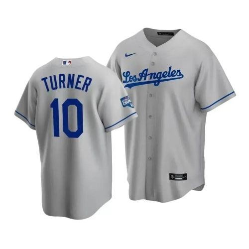 Men's Los Angeles Dodgers Justin Turner 10 2020 World Series Champions Gray Road Jersey