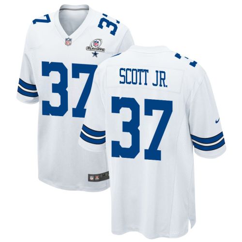 Eric Scott Jr. 37 Dallas Cowboys 2023 Playoffs Patch Game Men Jersey - White