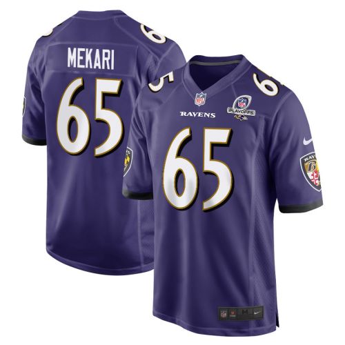 Patrick Mekari 65 Baltimore Ravens 2023 Playoffs Patch Game Men Jersey - Purple