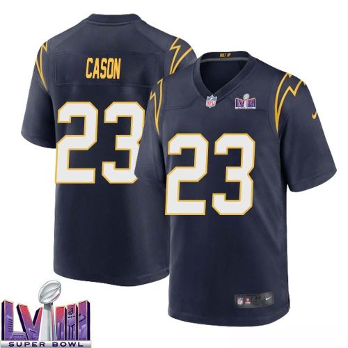 Antoine Cason 23 Los Angeles Chargers Super Bowl LVIII Men Alternate Game Jersey - Navy