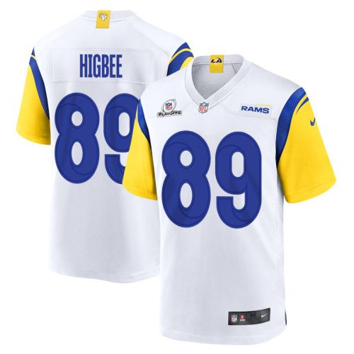 Tyler Higbee 89 Los Angeles Rams 2023 Playoffs Patch Game Men Jersey - White