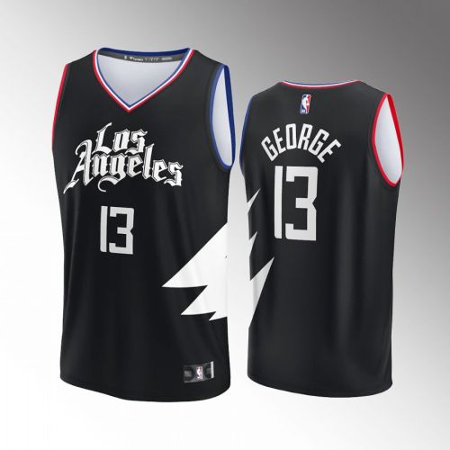 LA Clippers 13 Paul George Statement Edition Men Jersey Fast Break Player Black