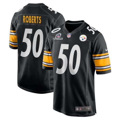 Elandon Roberts 50 Pittsburgh Steelers 2023 Playoffs Patch Game Men Jersey - Black