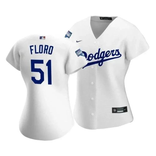 Dodgers Dylan Floro 51 2020 World Series Champions White Home Women's Jersey