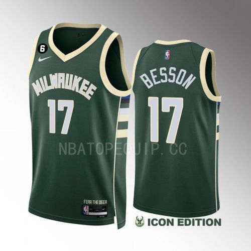 Hugo Besson 17 2022-23 Milwaukee Bucks Green Icon Edition Men Jersey Swingman