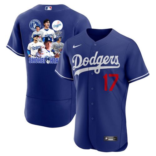 Shohei Ohtani 17 Los Angeles Dodgers Signed Sho King 2023 Alternate ELITE Jersey - Men Royal Jersey