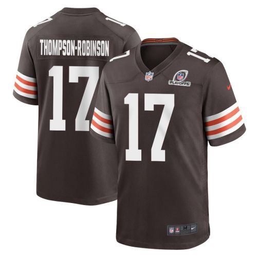 Dorian Thompson-Robinson 17 Cleveland Browns 2023 Playoffs Patch Game Men Jersey - Brown