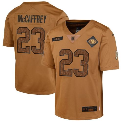 Christian McCaffrey 23 San Francisco 49ers 2023 Salute To Service Limited YOUTH Jersey - Brown