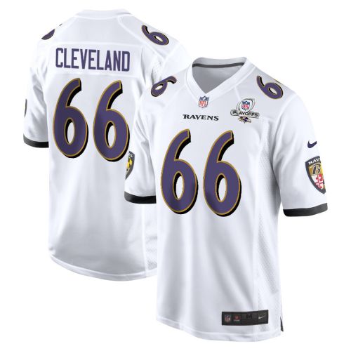 Ben Cleveland 66 Baltimore Ravens 2023 Playoffs Patch Game Men Jersey - White